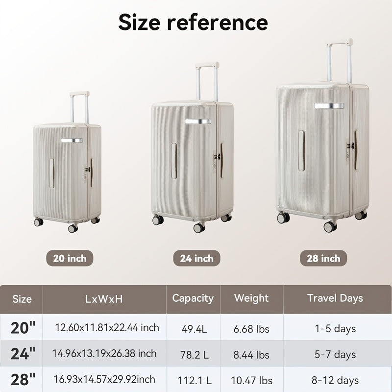 3pcs Luggage Set - Durable 3pcs Family Travel Trolley Suitcase Set, Large Capacity, Quiet Spinner Wheels, Luggage Set. 3pcs Set Combination "20-inch - 24-inch - 28-inch".