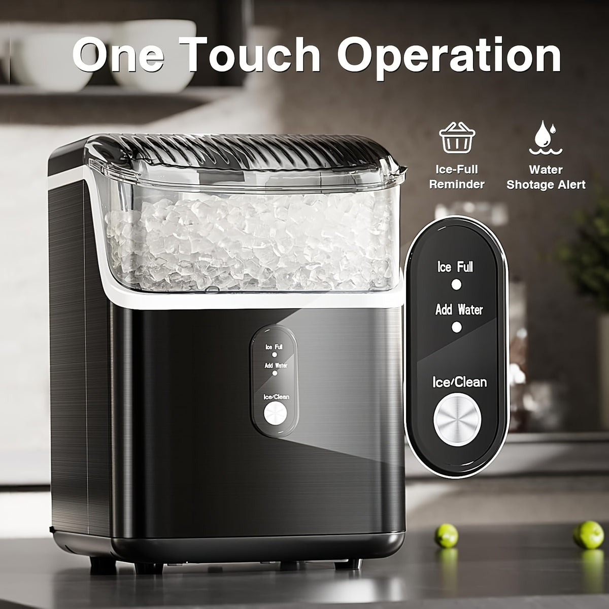 Countertop Nugget Ice Maker, Self-Cleaning Ice Machine with Ice Scoop And Basket, Portable Ice Maker Machine, 35Lbs in 24Hrs, Perfect for Home/Kitchen/Camping/Rv