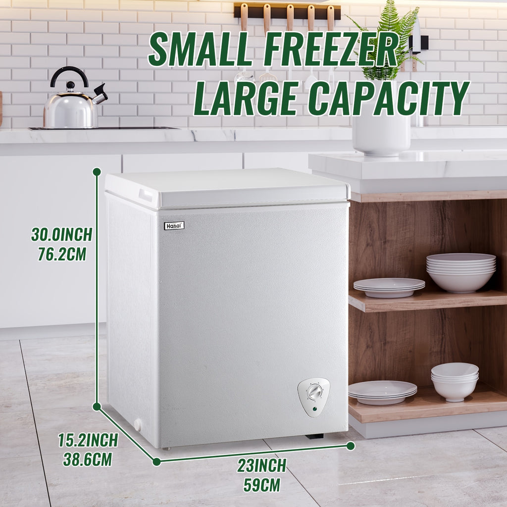 3.5/5.0 Cu. Ft Chest Freezer With Removable Storage Basket, Deep Freezer With 7 Adjustable Temperature Controls, Top Open Door Freezer Upright For Apartment Home