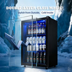 Beverage Fridge, Mini Fridge With Glass Door, Beverage Cooler Refrigerator, Wine Drink Beer Cooler, Adjustable Shelves & Temperature Control