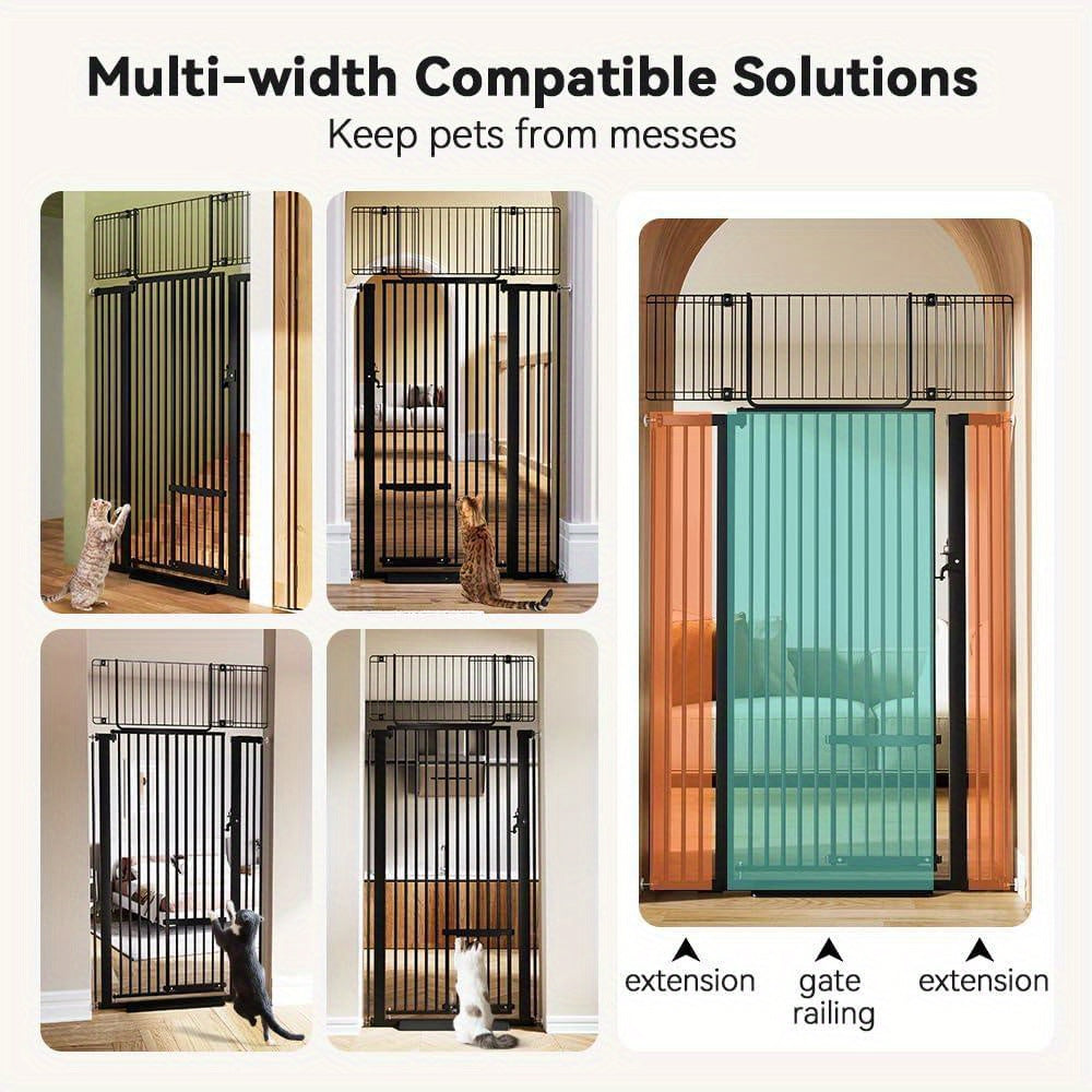 71" Extra High Cat Barrier, 29.5-40.6" Extra Broad Pet Barrier, Convenient Walk-Through, Pressure-Fitted Pet Barrier with Adjustable Cat Entrance for Doorways And Stairs