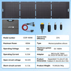 LVYUAN New Portable Solar Panel 200W/400W for Power Station, 23% Efficiency Mono Foldable Solar Charger with 4 Kickstands And 3M Cable (MC4 to DC5521/DC5525/DC7909/XT60 Connectors) for Camping RV Home Backup, Without Battery