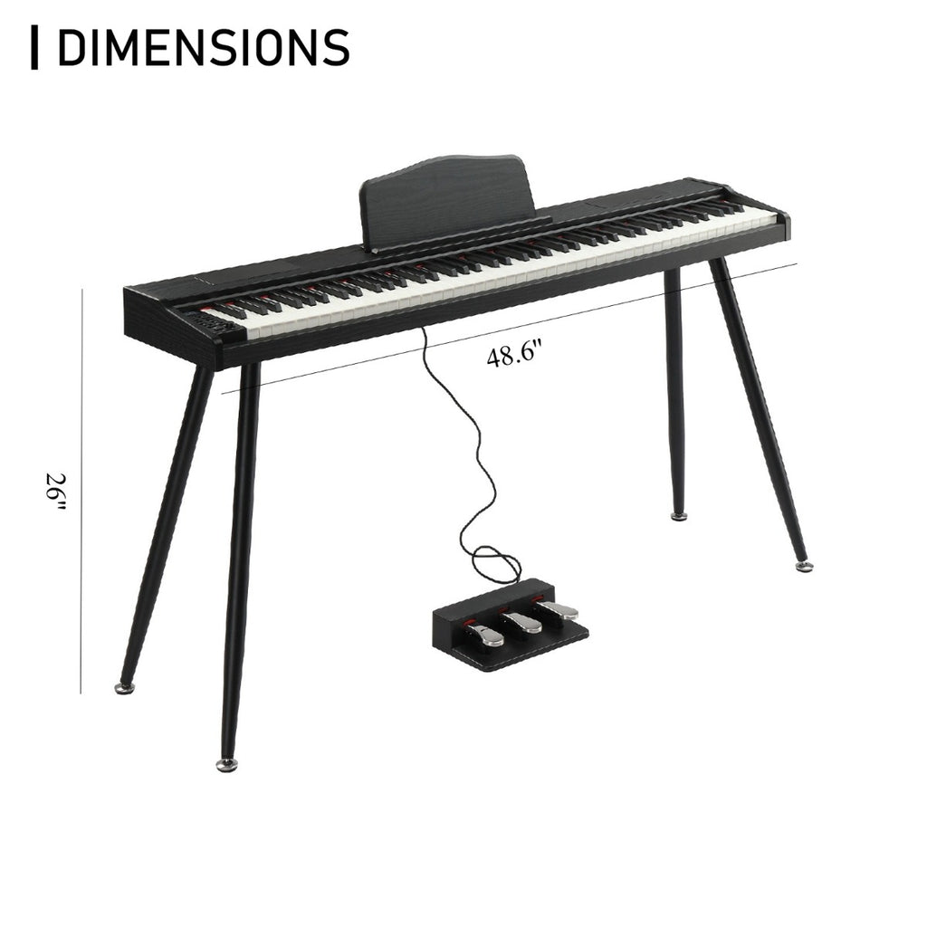 Glarry 88-Key Semi-Weighted Electric Piano, with Pedal, Electric Piano Kit for Beginner, All Experience Level, Birthday/Festival Gift for Music Lover, with Sticker, Cover Cloth