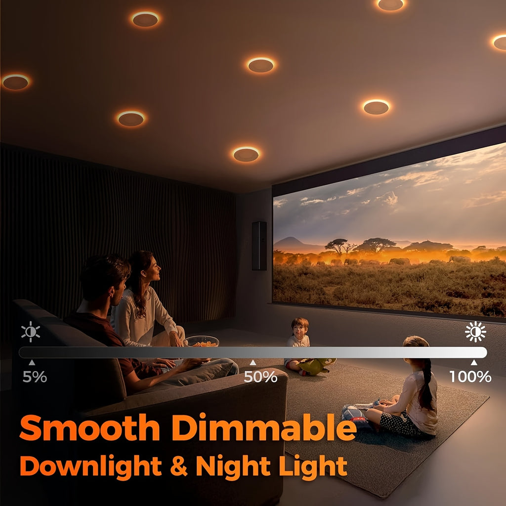 6/12/24-Pack 6-Inch 5CCT Recessed Night Lights (2200K), 6-Inch Canless LED Recessed Lights, 2700K-5000K Optional, 12W=130W, 1050LM Dimmable, ETL Certified