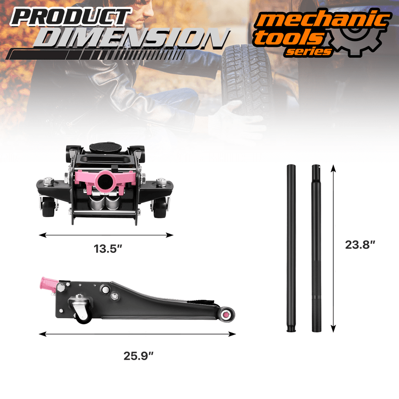 3 Ton (6000 lbs) Capacity, Low Profile Hydraulic Trolley Service/Floor Jack, Lifting Range 3"-20"