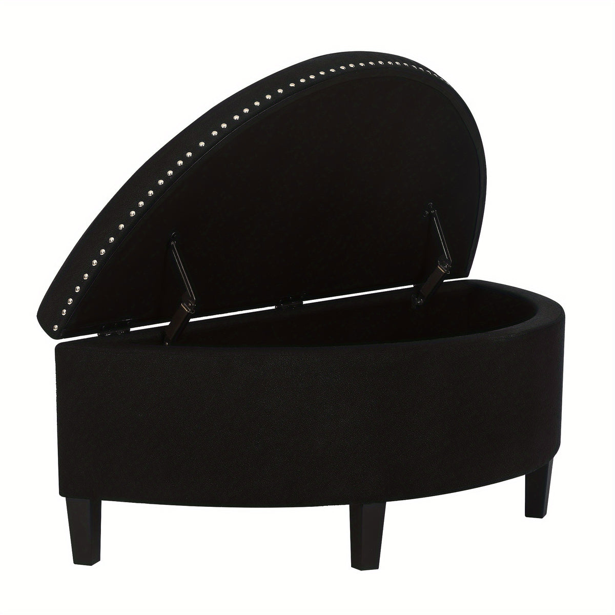 43.5" Velvet Storage Bench with Button Tufting Rivet Details Half Moon Ottoman for Living Room, Bedroom, Or Entryway Sturdy Hardwood Frame, Hidden Storage, Elegant Design, Living Room Seating Elegant Velvet Bench Velvet Upholstery, Bench for Bedroom