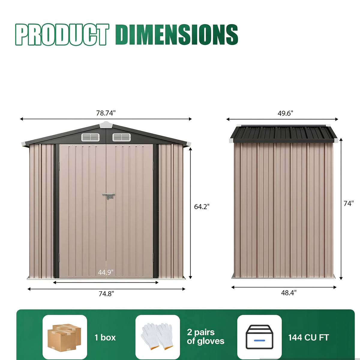 UMORLYRAE Outdoor Metal Storage Shed 6x4/8x6ft/10x8ft/10x12ft Garden Tool Shed Heavy Duty Utility Storage House with Optional Foundation for Backyard Patio Brown