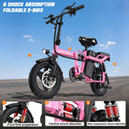 Folding Electric Bike, 560W Motor, 18-24MPH Top Speed, 48V 7.8-12AH Battery, 25-30 Miles Pedal-Assisted Range, 500LBS Max Load Capacity, Ideal for Daily Commuting And Outdoor Trips