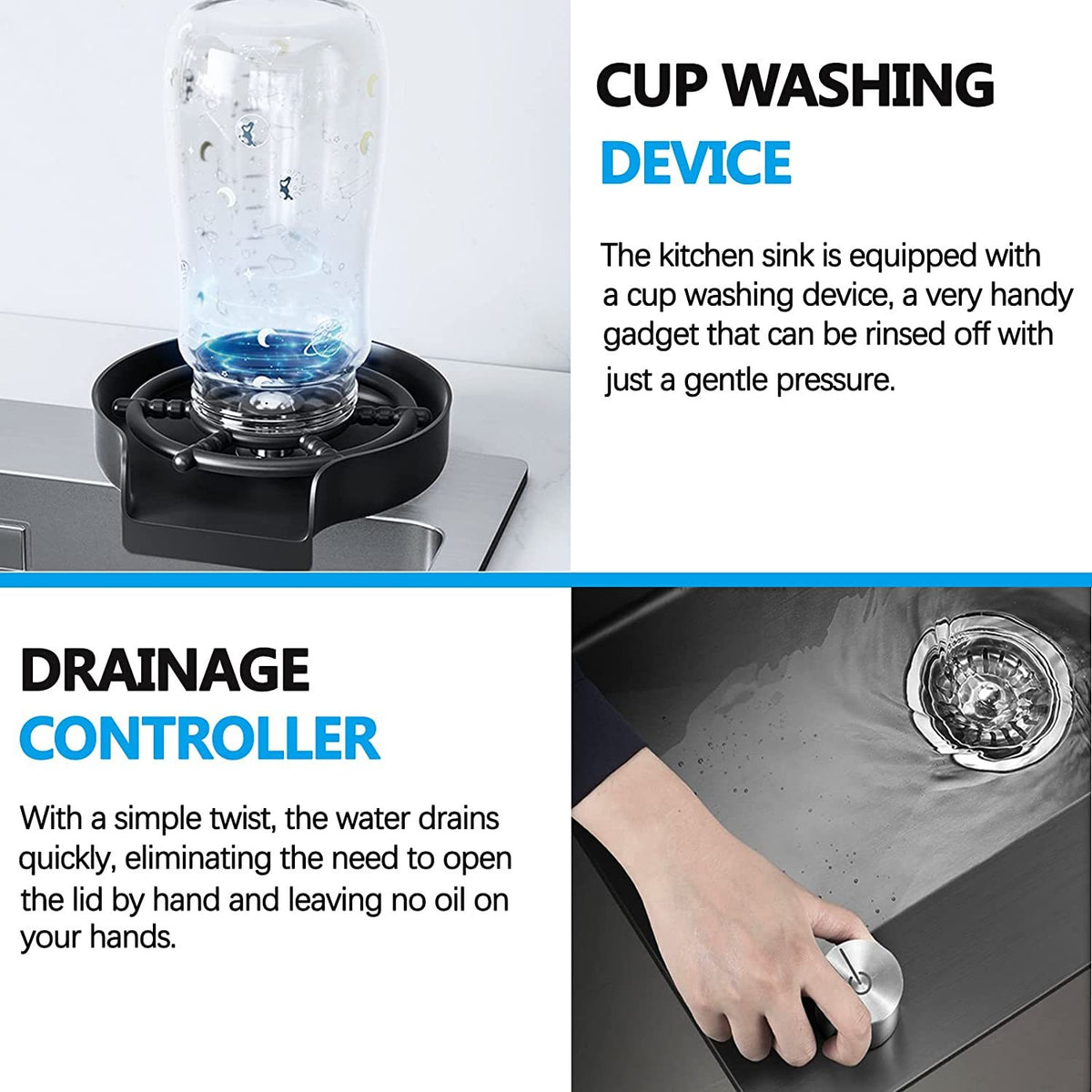 33x22 INCH Black Nano Drop In Kitchen Sink 304 Stainless Steel Waterfall Sink with Pull Down Spray head Faucet Single Bowl Drop In Kitchen Sink Workstation