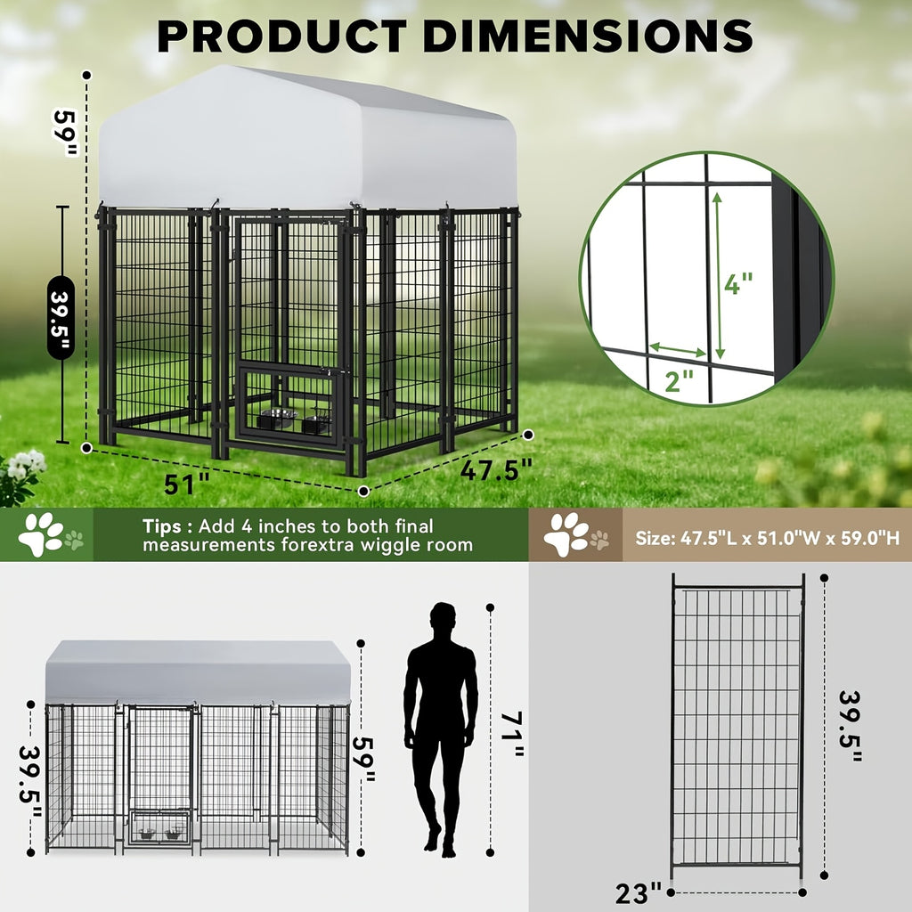 Towalker 8X4X5Ft Outdoor Dog Enclosure for Large Breeds, Heavy-Duty Welded Wire Playpen for Outdoor Use, Recently Enhanced Security Door Lock And Panel Connector/Uv-Resistant Roof Cover