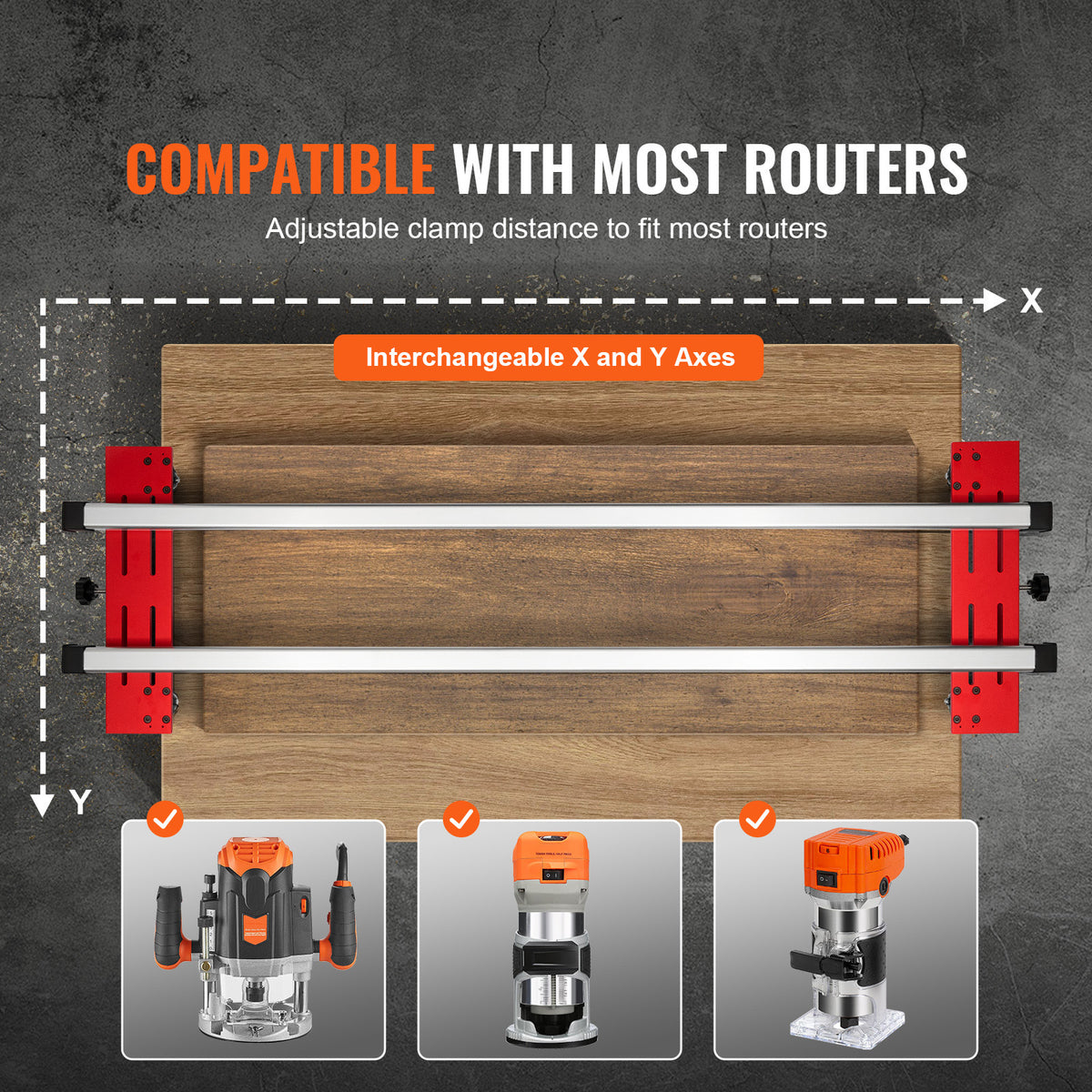 Router Sled Adjustable Wood Slab Flattening Mill Router Jig 60" Length