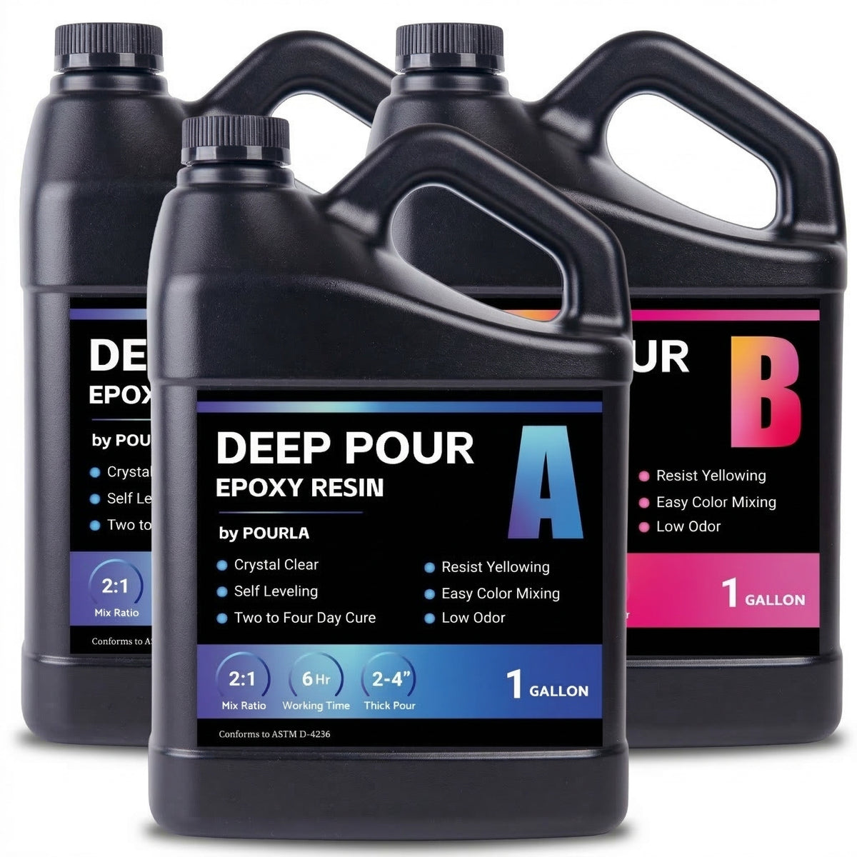 Deep Pour Epoxy Resin by POURLA, 3 Gallon Kit for 2–4 Inch River Tables and Casting Projects