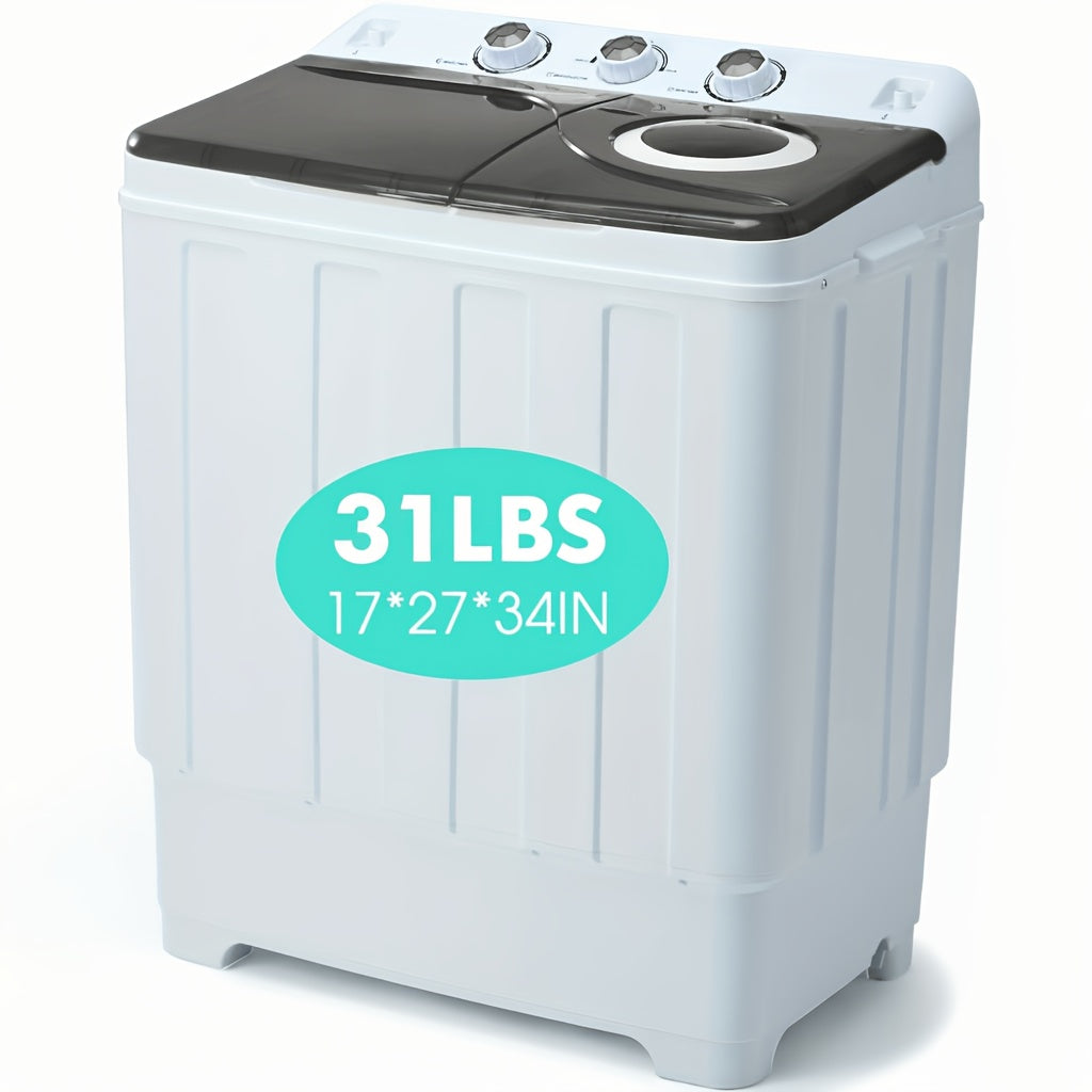 PLENTORA Portable Washing Machine Twin Tub - 28Lbs Compact Washer (18Lbs) And Dryer (10Lbs) Combo with Drain Pump - Mini Laundry Machine for Apartments, Dorms, Rvs, And Camping