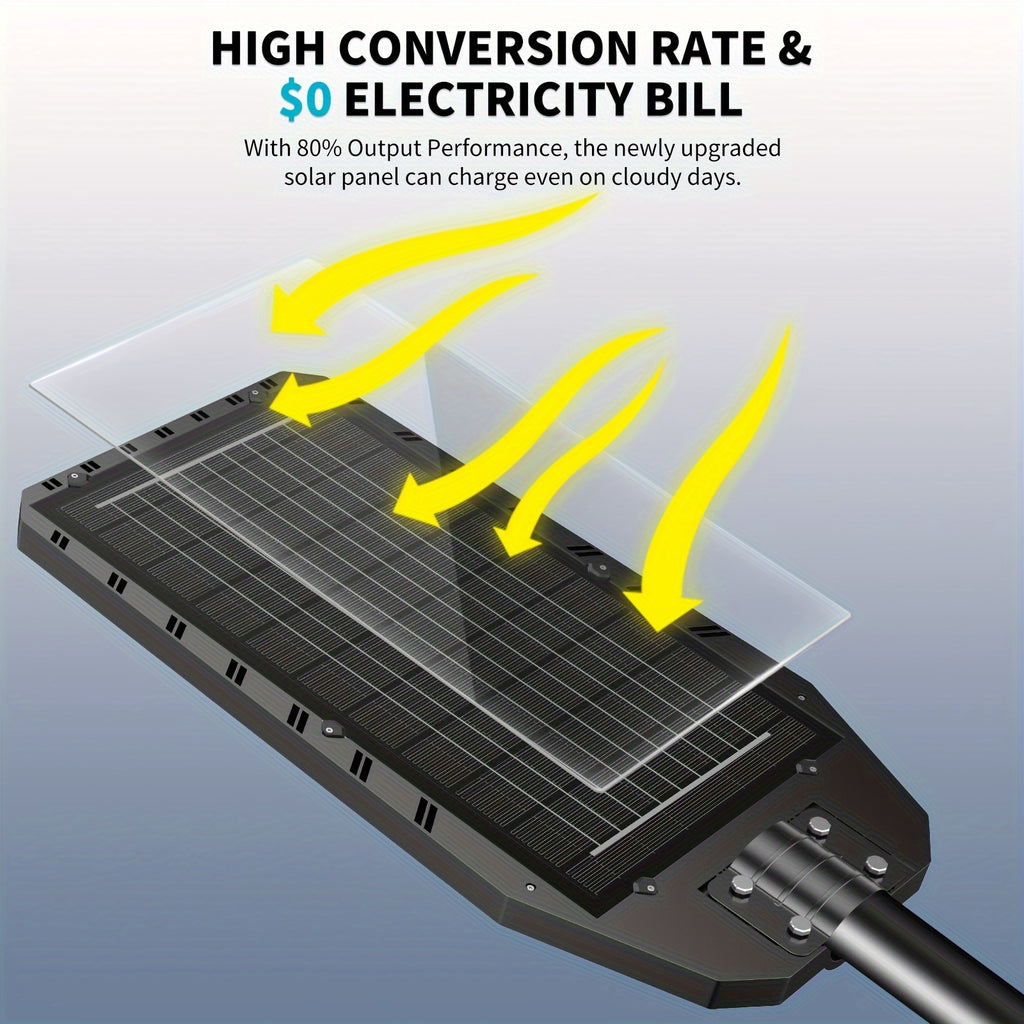 Ultra -Large Solar Street Lights Outdoor Solar Parking Lot Lights, Dusk To Dawn, High Lumens IP67 Waterproof Solar Security Flood Lights Motion Sensor With Remote Control