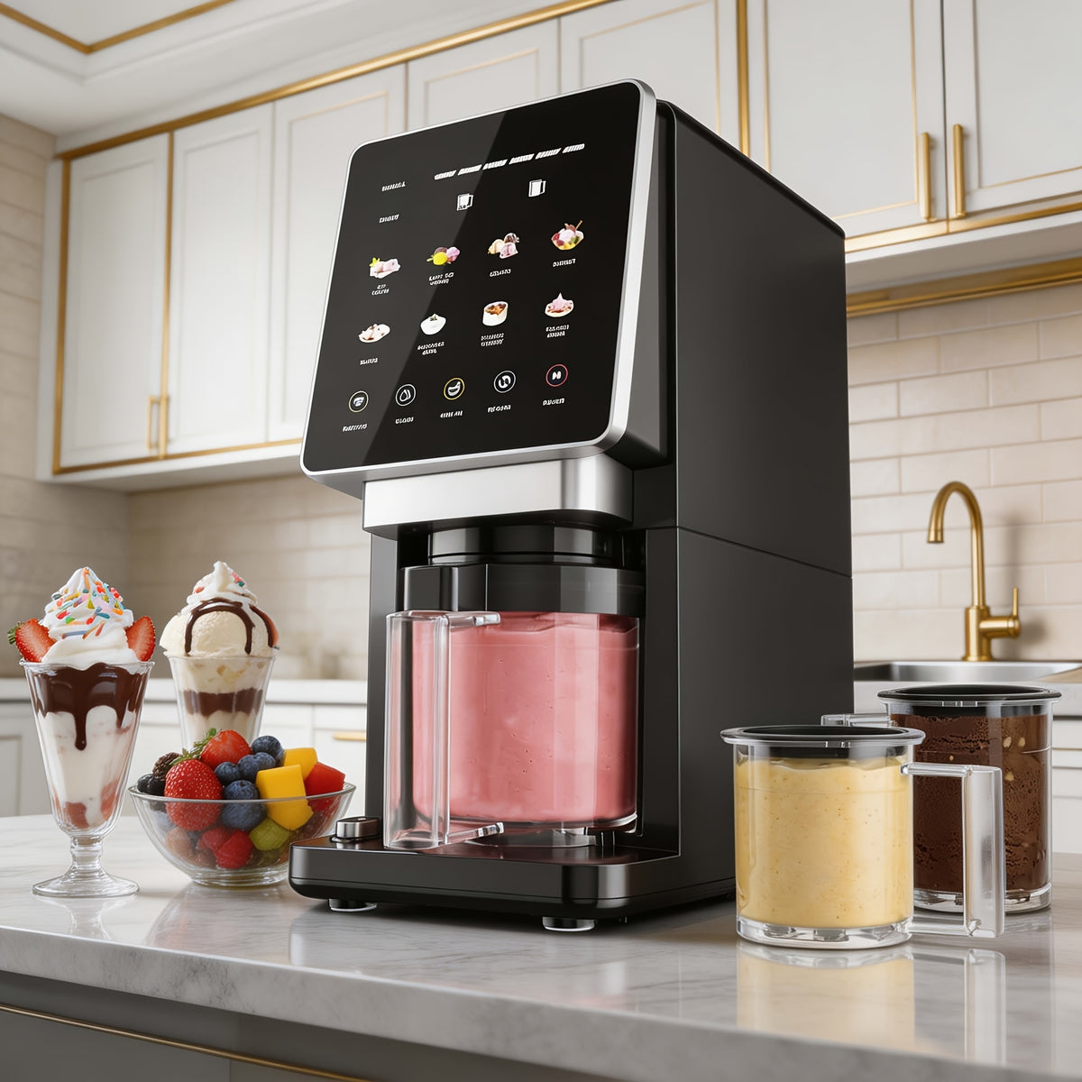 11-In-1 Ice Cream Maker, 3 Pints Dairy-Free Keto-Friendly Frozen Dessert Machine, Mix-In And Re-Spin for Creamy Texture, Gelato, Sorbet, Slushie, Frozen Yogurt & Smoothie Bowls Machine for Homemade, Recipe Guide, 6Oz