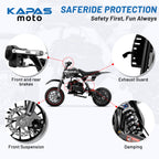 Mini Dirt Bike, 49 CC 2-Stroke Gas Bike with Off-Rode Tire, Suspensions, Disc Brakes, Max Load 165Lbs, Max Speed 18Mph-Includes gloves, face mask, security lock, and phone holder-Includes gloves, a face mask, an integrated stand, an anti-theft lock, and k