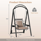 Outdoor Porch Swing with Stand for Adults, Patio Swing Chair with Removable Cushions and Side Tables for Garden, Balcony, Backyard and Poolside