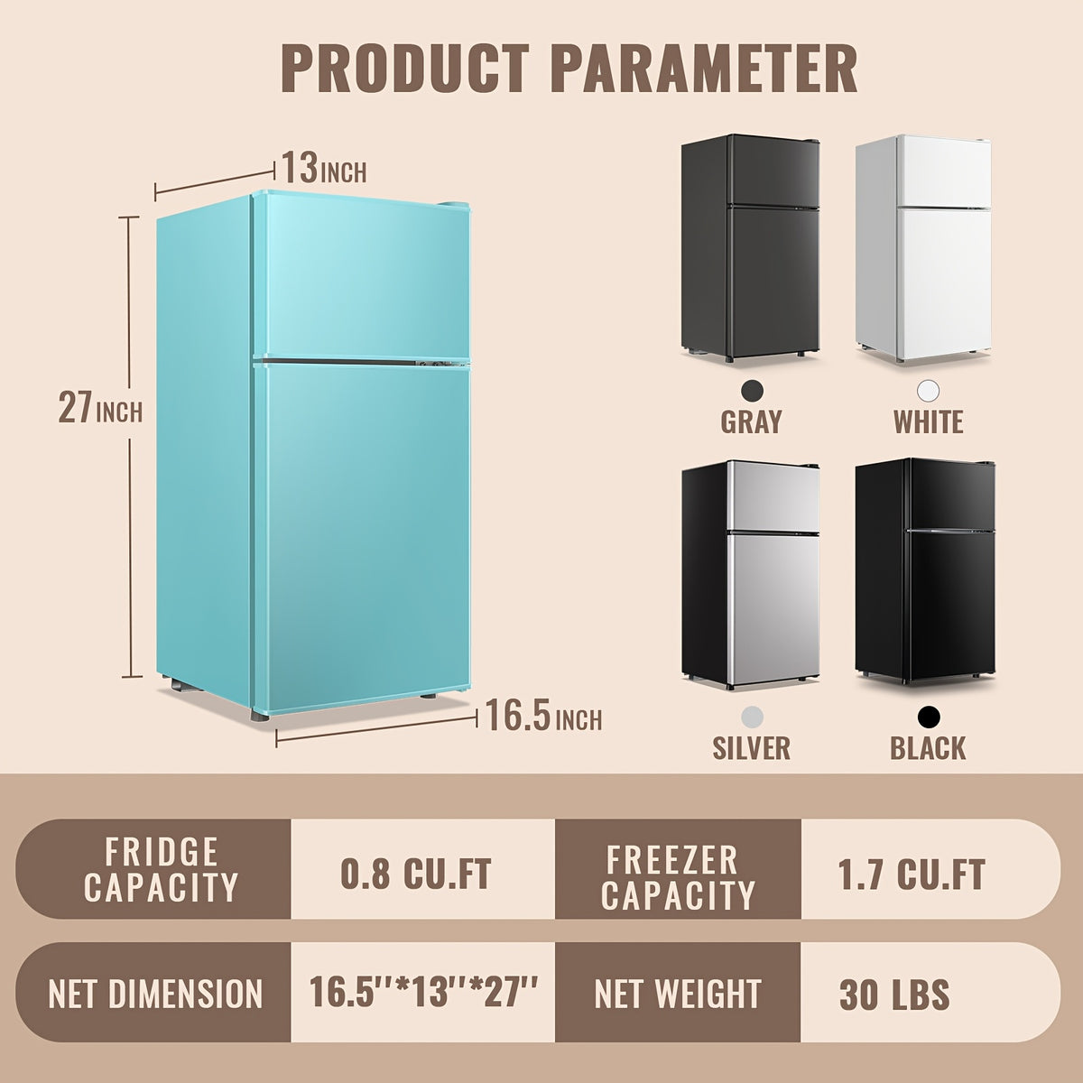Mini Fridge with Freezer, Small Refrigerator with 2 Doors for Kitchen, Dorm, Office, And Bedroom, Mini Fridge with Adjustable Shelves