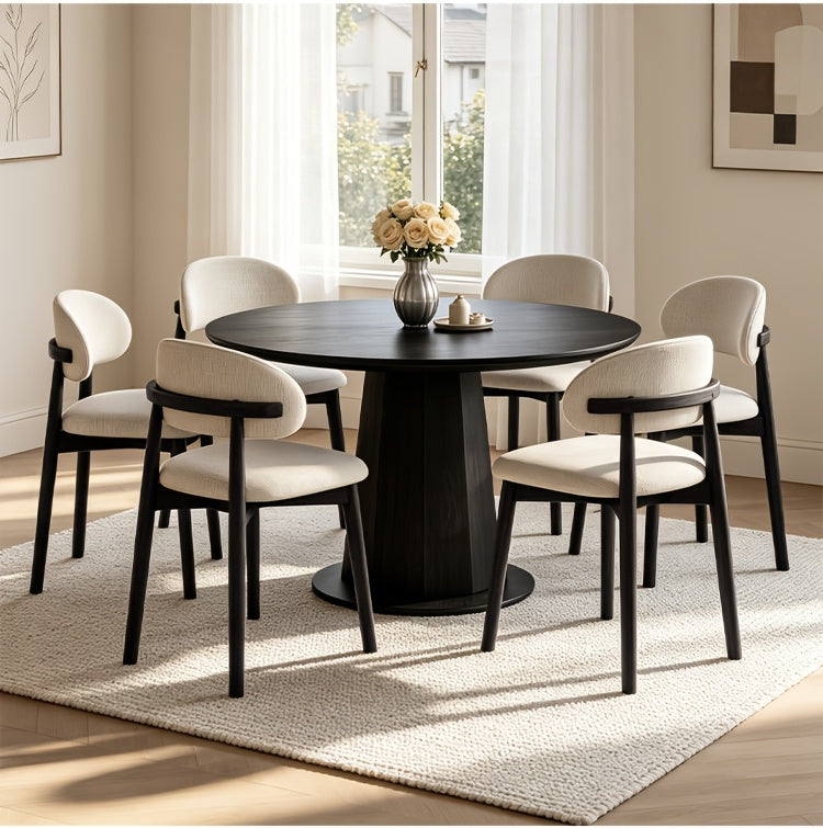 Medieval Modern Style Dining Chair Set (2pcs/4pcs Set) with Curved Backrest, Ergonomic Cushioned Chair Surface, Natural Wooden Legs with Adjustable Anti Slip Foot Pads, Sturdy Frame, Suitable for Kitchens, Restaurants, Cafes, And Dining Rooms