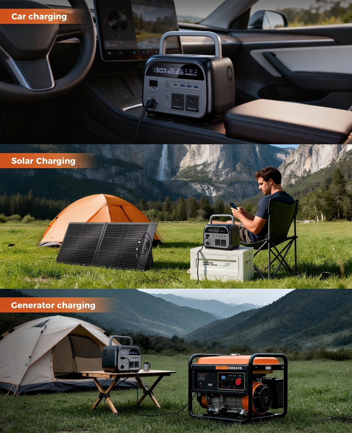 Ctolity AP2000 2048Wh 2400W (Peak 4800W), AP1000 1024Wh 1800W (Peak 3600W), AP400 345Wh 500W (Peak 1000W) Portable Power Station, Lifepo4 Battery, UPS Function, Solar Generator For Camping, Fast Charging High Capacity, Pure Sine Wave
