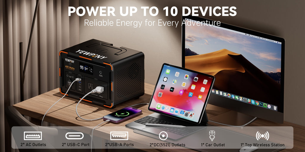 [Portable, Fast Charging] 300W/600W YEWPINY Portable Power Station, Featuring Fast Charging, 259Wh/599.4Wh Lithium-Ion Battery Solar Generator, 17,500mAh/27,000mAh High-Capacity Lithium-Ion Battery, Ideal for Home Use, Outdoor Trips, Camping, Hunting, and