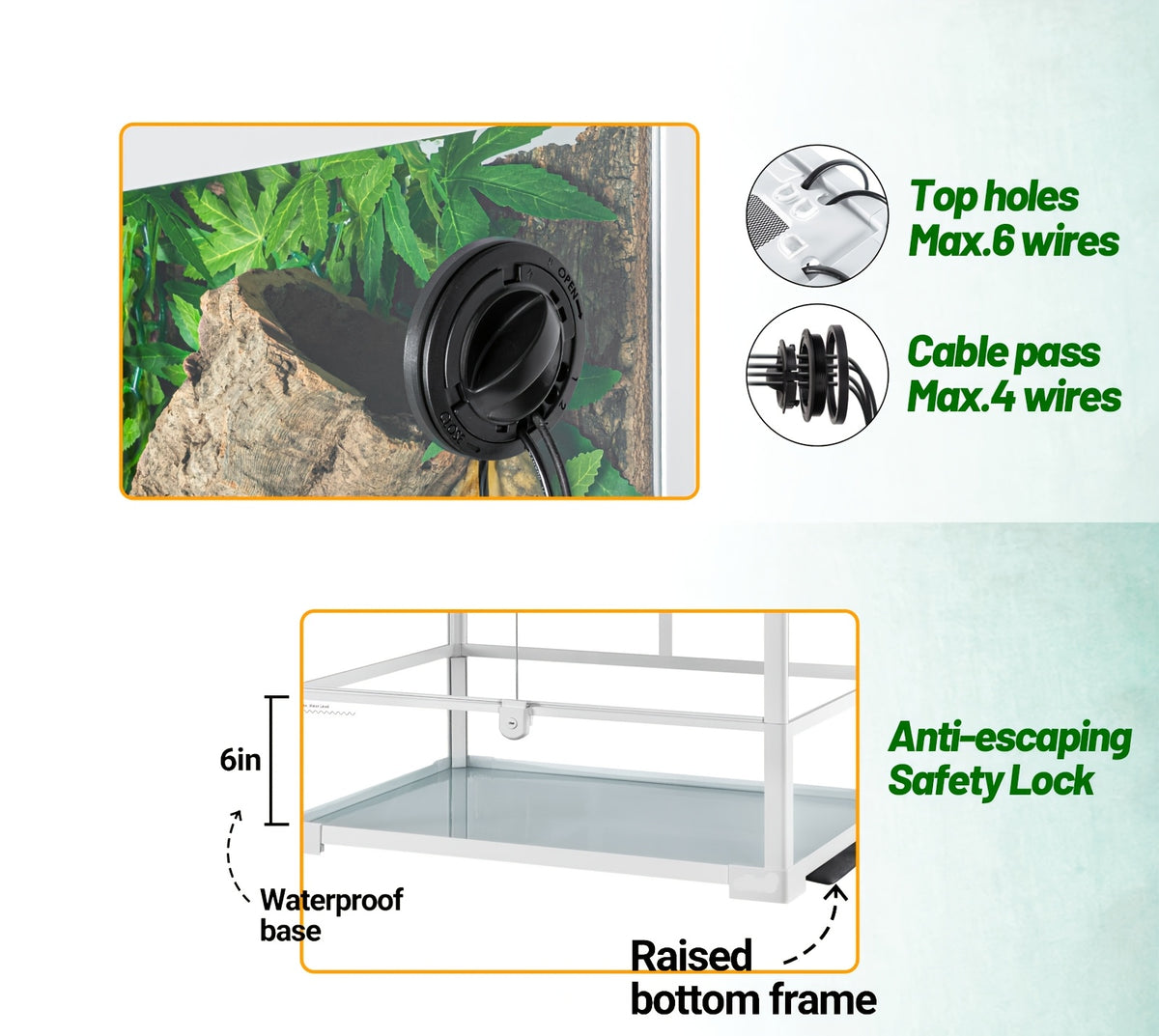 WACOOL 67 Gallon Tall Reptile Terrarium, Vertical Tank with Full Tempered Glass, Double Front Opening Door & Top Mesh Lid – Spacious Habitat for Lizards, Amphibians, and Reptiles (Knock-Down Design)