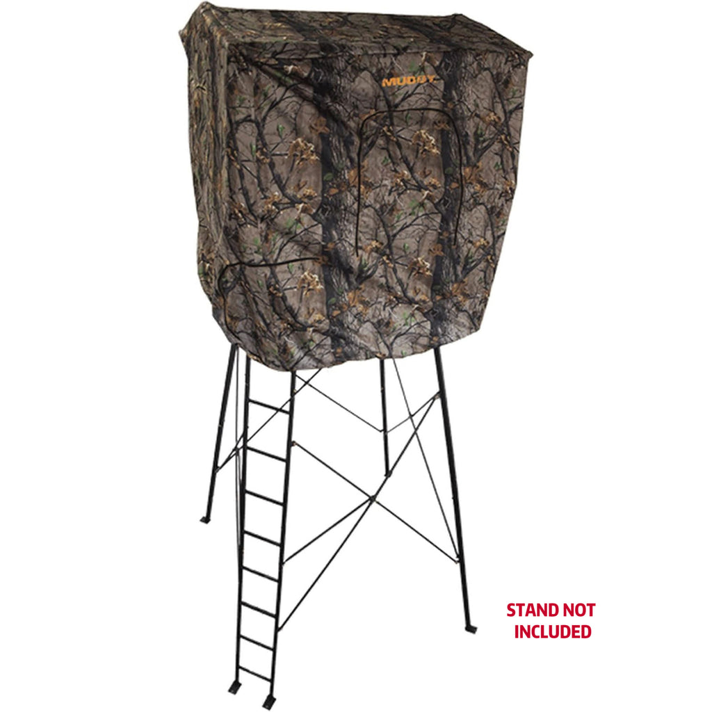 Muddy Steel 7 Foot Tall Quad Pod Hunting Blind Cover w/ 4 Zippered Windows, Camouflage (Stand Not Included)