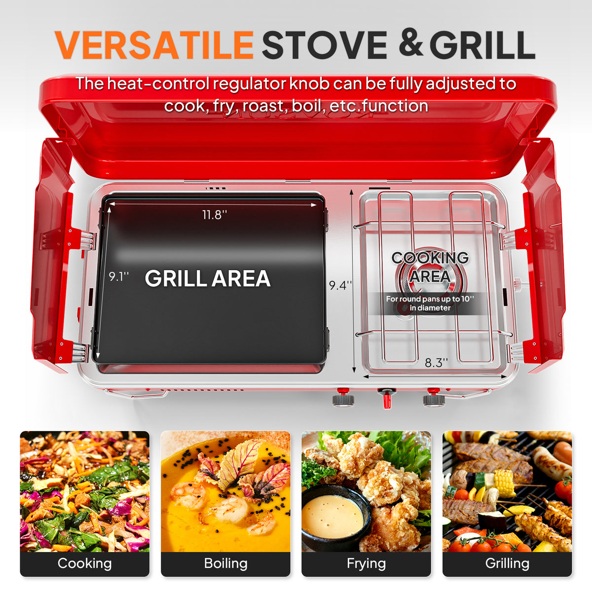 Portable Propane Camping Stove Oven Combo – MEFEIR 2‑in‑1 2-Burner Outdoor Cooker with Auto-Ignition
