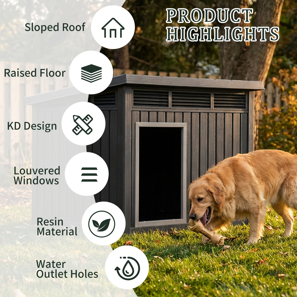 [Christmas, Thanksgiving] Spacious Slanted Roof Dog House, Waterproof, UV-Proof & Ventilated, Perfect For Large Dogs & Multi-Animal Use, Suitable For Indoor And Outdoor, Creating A Spacious And Comfortable Home For Pets. Decoration Of Christmas, Thanksgiv