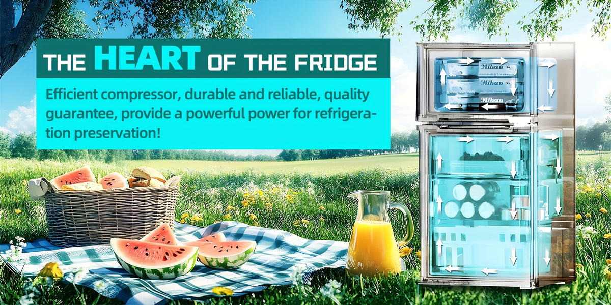 2.4 CU.FT. Mini Fridge with Freezer, Personal Refrigerator, Small Size Refrigerator with 7 Level Adjustable Temperature and Double Door