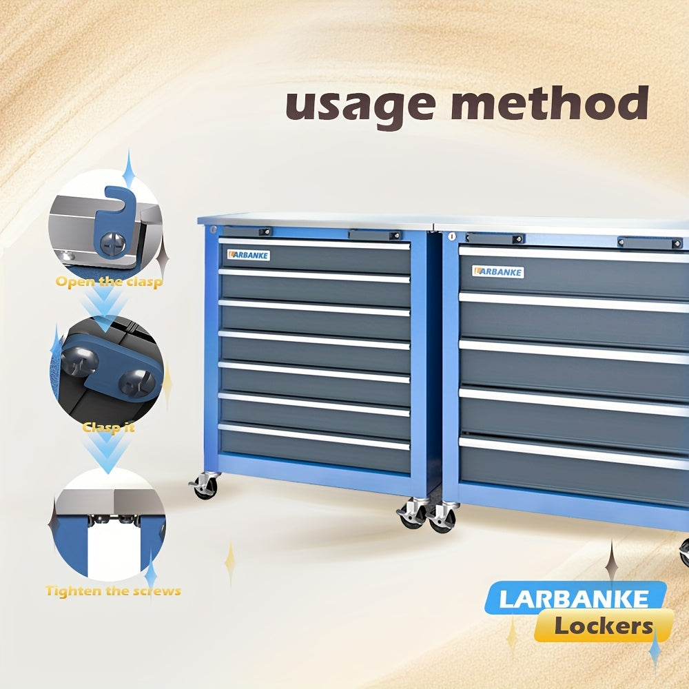 5-Drawer/7-Drawer/12-drawers Rolling Tool Chest, Combination Cabinet, Tool Cabinet with Wheels & Connecting Buckles - Easy Storage for Garage, Workshop, Studio
