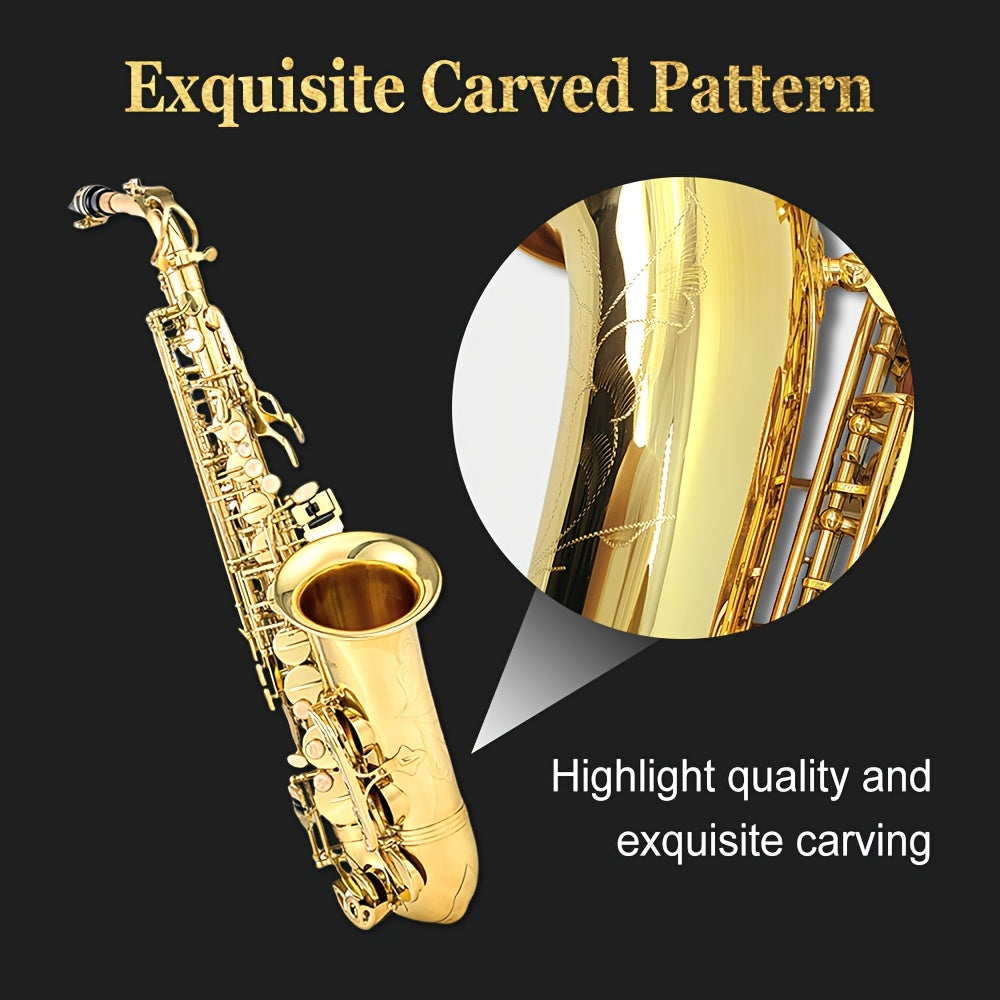 YoungMonic Eb Alto Saxophone for Beginners Adult, Saxophone Student, E Flat Alto Sax Full Kit with Reeds, Pads, Hard Carrying Case, Cleaning Cloth & Rod