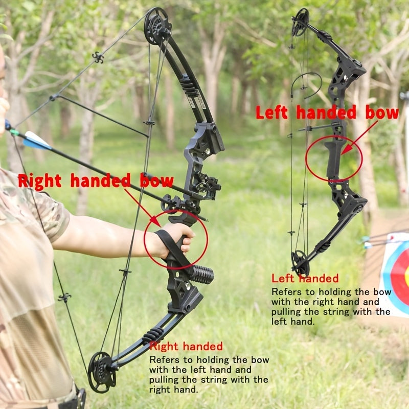 Composite Bow Camouflage Series Archery Set Made of Aluminum Alloy Material for Outdoor Hunting and Shooting. Composite Bow Tension Is Adjustable from 20 Lbs to 70 Lbs, Suitable for Beginners
