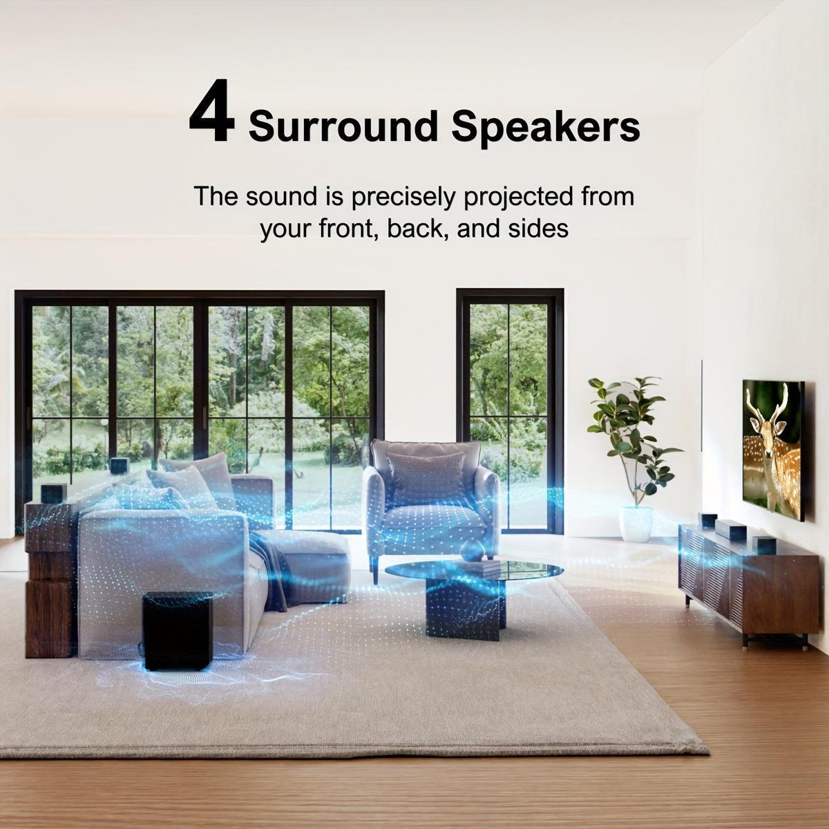 ULTIMEA 410W, 7.1ch Soundbar with Wireless Subwoofer, Virtual Surround Sound System for TV, App Control, Sound Bar for TV, 4 Wired Surround Speakers, Home Theater Sound System