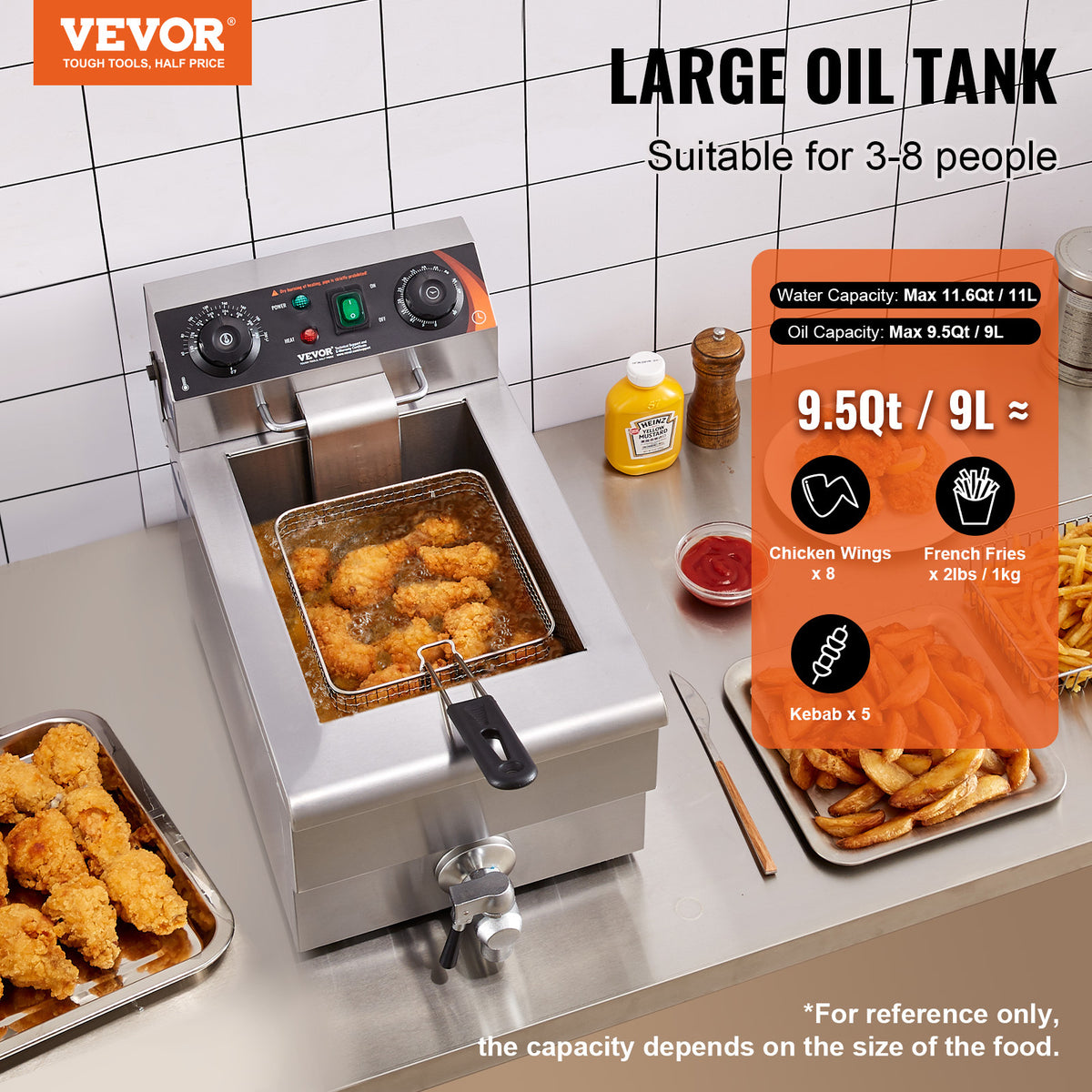 VEVOR Commercial Electric Deep Fryer Countertop Deep Fryer.