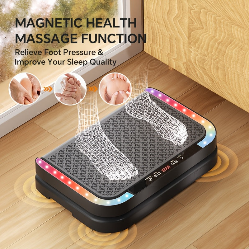 PJ Vibration Board Fitness Equipment Is Used for Drainage And Promoting Microcirculation. It Is A Home-use Vibration Fitness Platform Suitable for Both Men And Women, Equipped with 7 Types Of LED Lights, (with A Weight Capacity Of 440 Pounds)