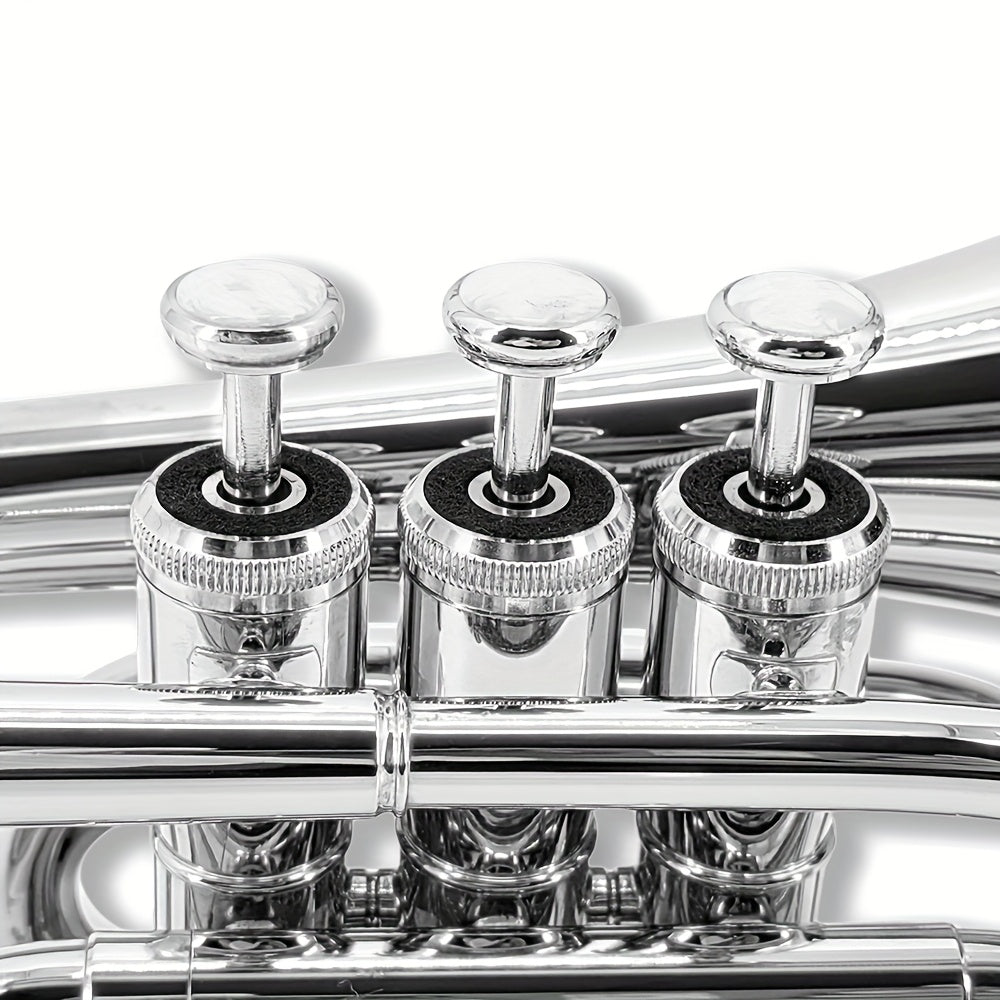 WUQIMUSC Bb Pocket Trumpet Nickel Plated, Brass Beginner Trumpet with 7C Mouthpiece, Case, Cleaning Kit & Gloves Musical Instruments Gift