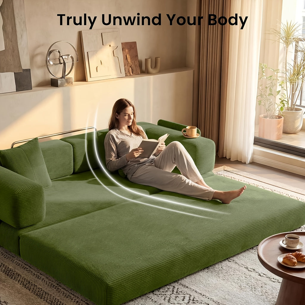 Futon Sets Convertible Floor Sofa Bed With Fixed-Shape Frame, King Size Floor Sleeper 5-in-1 Combination Modular Sofa, Modular Folding Mattress Couch For Living Room Bedroom Playroom