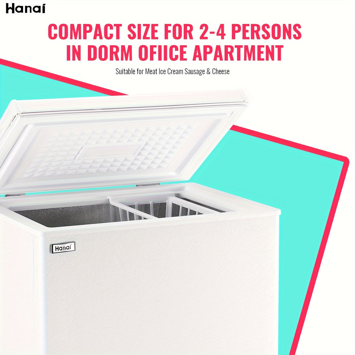 Chest Freezer WANAI 5.0 Cu. Ft. Compact Deep Freezer with Removable Basket and Adjustable Temperature Control