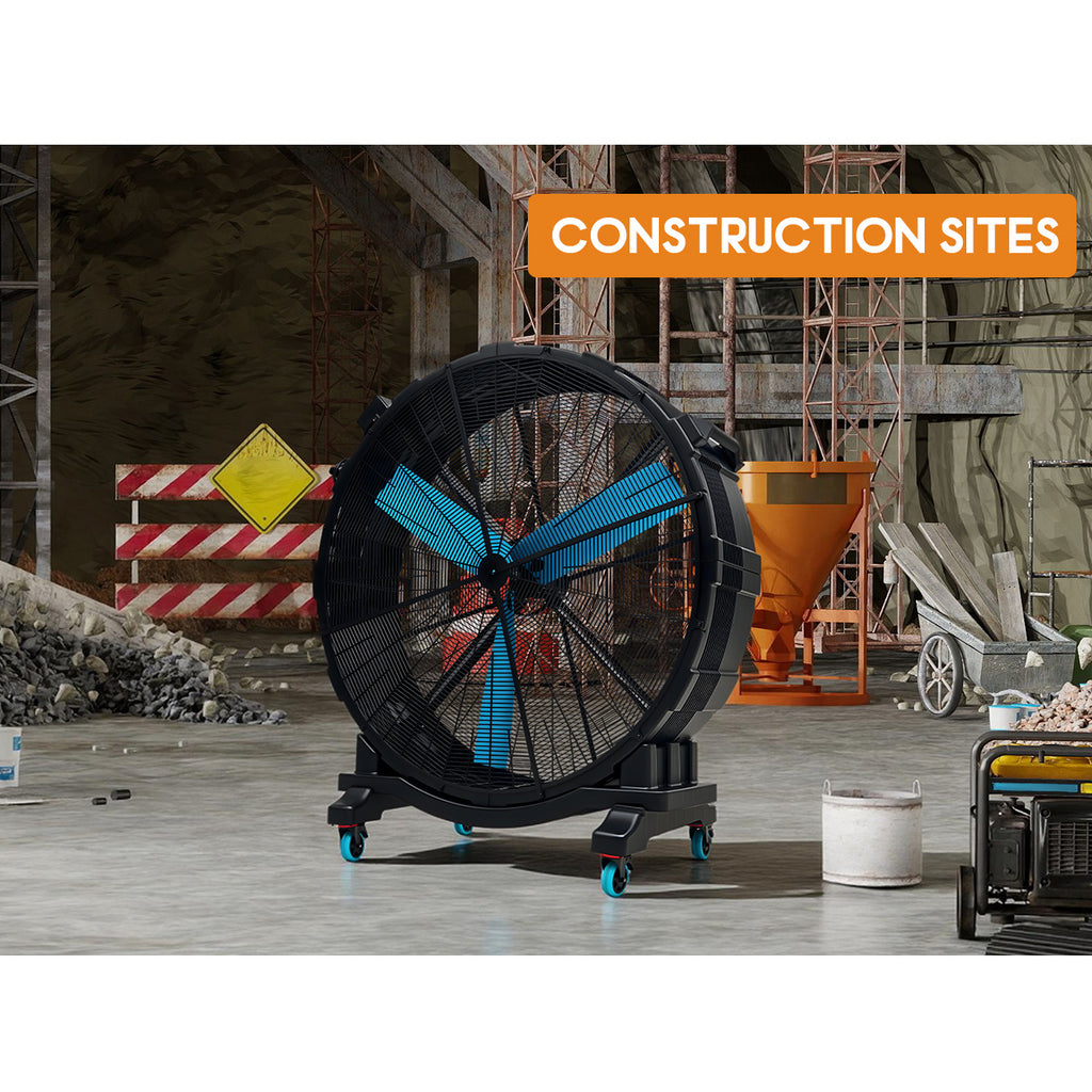PAPAJET Industrial Drum Fan Mobile High Airflow Floor Fan for Garage Workshop Warehouse