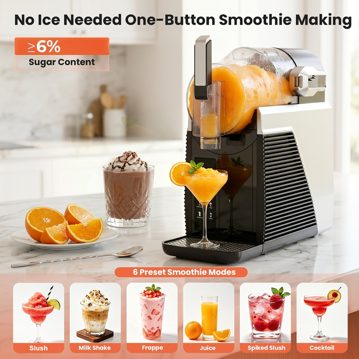 6-IN-1 Slushie Machine & Digita Smart Frozen Drink Maker, Top Performance & Smart Technology, Family-Size 68oz/42oz Capacity Available, No Ice Needed, 6 Preset Programs for Smoothies, Ice Cream & Margaritas, LED Display, Low Nosie, Self-Cleaning