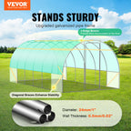 VEVOR Walk-in Tunnel Greenhouse 19.36x9.68x7.4/27.38x9.5x7.38ft Galvanized Frame PE Cover Green (No Door)
