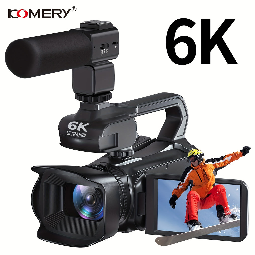 [WiFi | 6K] 64MP 18X Digital Zoom Night Vision Handheld Digital Camcorder with Handheld Stabilizer Mount/Cover, Vlogging 4.0-inch 270-degree Rotating IPS Touchscreen with 2.4G Remote Control, Microphone, 64GB Memory Card, and Lens Hood. The Perfect