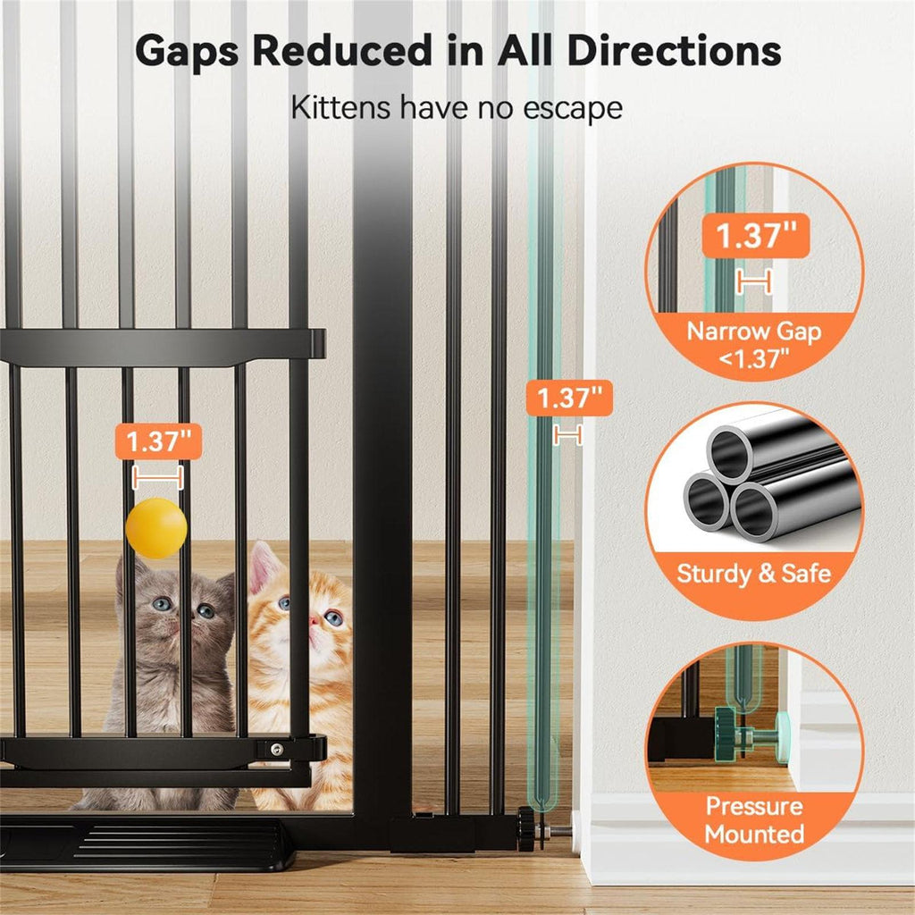 55.1" Extra Tall Cat Gate For Doorway, 29.5-40.6" Adjustable Cat Door Include, No Drilling Pressure Mount Kit, Suitable For Doorways Or Kitchen, Stairs5