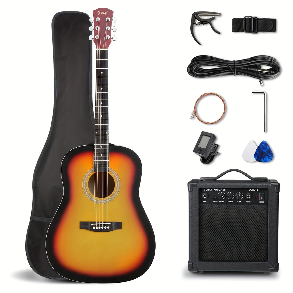 Glarry 41-Inch Acoustic Guitar Set, Full Size Style, Spruce Panel, with Built-In Tuner, 20W AMP, Gig Bag, Strap, Complete Additions, for Beginner Students, Birthday/Festival Gift for Music Lovers