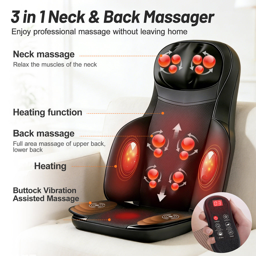 Full Body Shiatsu Massage Pad with 3D Deep Kneading Massage, 5 Modes, and Detachable Leg & Foot Massager, Ideal for Full-Body Relaxation at Home, Gym, Leisure, and Office