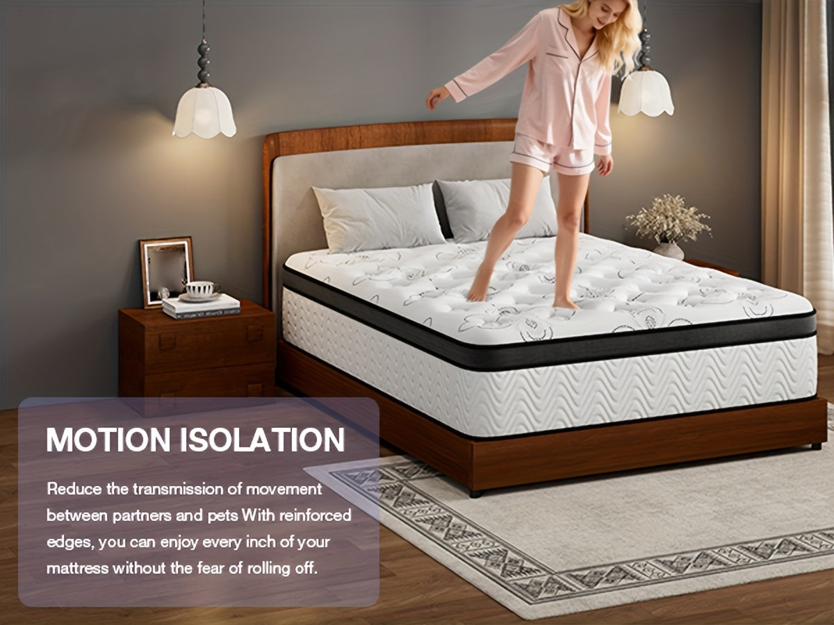 12-Inch Mattress, Memory Foam And Pocketed Coils Hybrid Mattress with Pressure Relief, Motion Isolation, Edge Support, Plush Feel, Mattresses in a Box