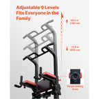 VEVOR Pull Up Bar, 330 LBS Power Tower Dip Station,With pallet/With butterfly arm, Workout Dip Station with H-Shaped Stable Base & Assistance Platform, Adjustable 9 Level / 12 Level Height Pullup Stand for Back, 3-Level / 4-Level Adjustable Elbow Pads