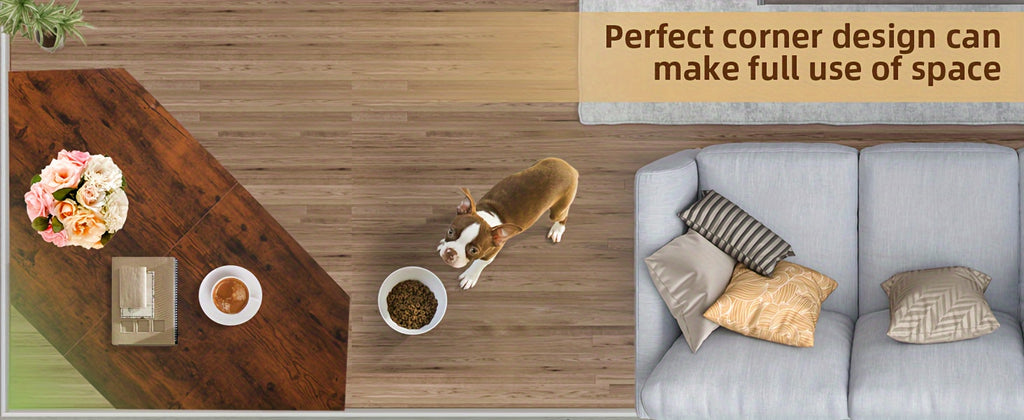 47"/52" Heavy Duty Corner Dog Crate Furniture - Rustic Brown Wooden Dog Cage with Double Sturdy Locks, Space-Saving Indoor Kennel & Side Table for Medium Dogs, Multi-Functional Pet House with Cushioned Floor & Decorative Top