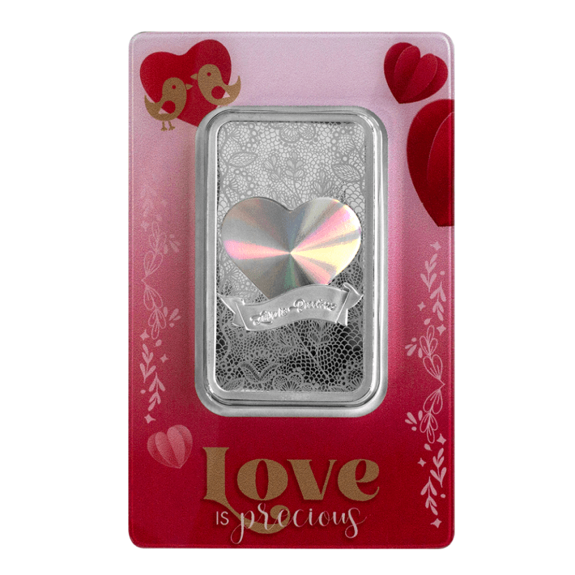 2024 Pamp Love is Precious Heart Holographic 50 Gram Silver Bar - In Assay